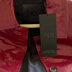 Zara Red/ Burgundy Stunning Leather Jacket - Sold Out Fast!